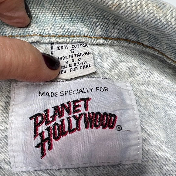 Planet Hollywood Chicago Sz S Vintage 1991 Acid Washed Loose Fit Denim Jacket - Picture 5 of 13